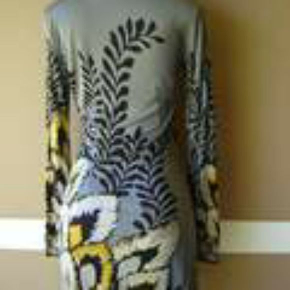 HALE BOB GREY FLIGHT OF FANCY SILK WRAP DRESS - Picture 4 of 4